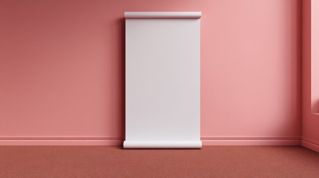 Showcase your brand rollup banner mockup in a minimalistic studio setting with clean white canvas