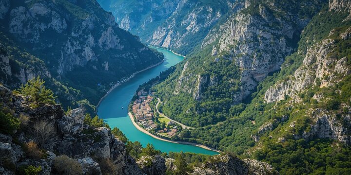 Aerial view of two brown cows and a black calf grazing in a lush green field on a sunny day, emphasizing pasture management