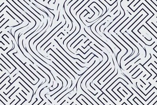 A labyrinthine visual spectacle unfolds with intertwining lines, creating an abstract maze pattern