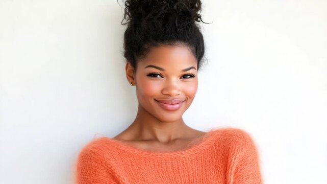 Portrait of a woman with a warm smile and updo
