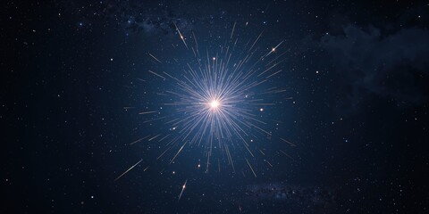 Star rain in the night sky, meteor stream with multiple shooting stars, clear atmosphere, Earth observation