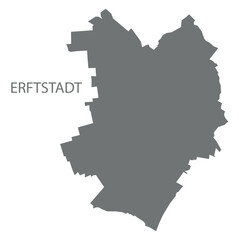 Erftstadt city map with boroughs grey illustration silhouette shape