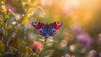 Peacock butterfly resting on a blossom, showcasing pollination importance