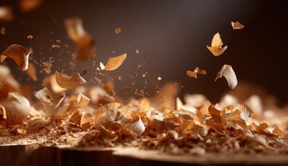 A pile of wood shavings scattered across a table