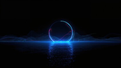 Abstract blackness with a bright neon appearance and pulsating energy waves, suitable for a digital background or visual effects, Earth Day