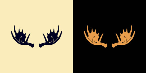 Antlers Duo Contrasting Moose Horns on Light and Dark Backgrounds