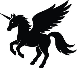 Winged unicorn graphic design, Isolated magic creature element