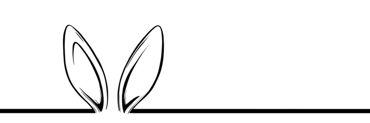illustration: line with easter bunny ears, ornamental design decoration element isolated on white or transparent png