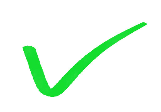 illustration: green doodel sketch check mark isolated on white or transparent png