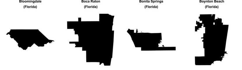 Bloomingdale, Boca Raton, Bonita Springs, Boynton Beach outline maps