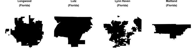 Longwood, Lutz, Lynn Haven, Maitland outline maps
