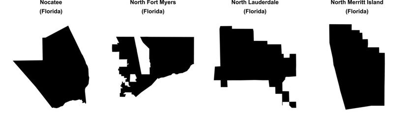 Nocatee, North Fort Myers, North Lauderdale, North Merritt Island outline maps