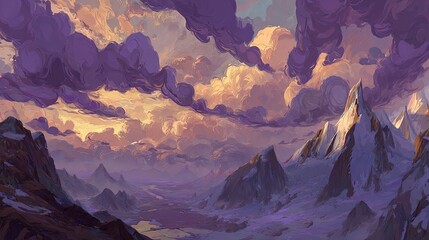 Pixelated Mountain Landscape Sunset View