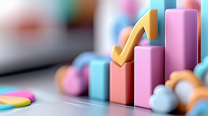 A close-up shot of a colorful bar chart with a downward arrow, set against a blurred white background, symbolizing financial decline or negative trends.