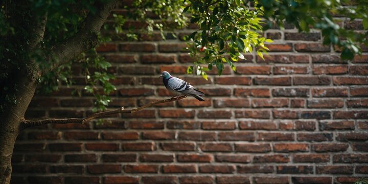 A bird resting on a branch beside a wall, emphasizing natural perch behavior, Earth Day