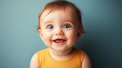 Naklejka premium Adorable Baby with Bright Smile and Innocent Eyes Captivating the World Around in Colorful Setting