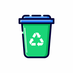 Green Recycle Bin Icon with Recycling Symbol