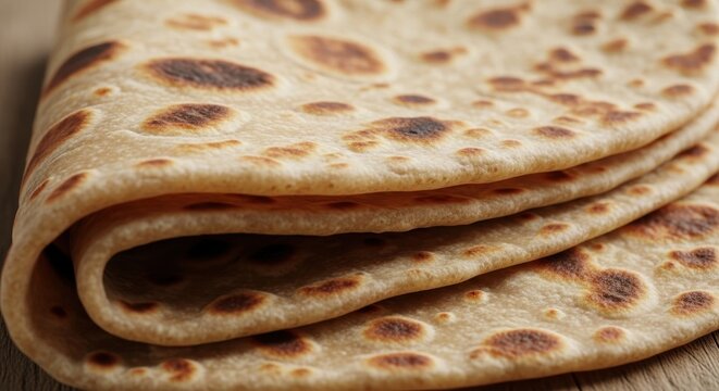Warm stack of freshly baked flatbreads with inviting texture for homemade meals - Powered by Adobe