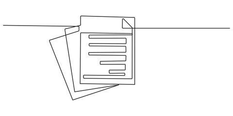 One continuous line vector drawing of a folder. Outline documents background icon. Saving securities vector icon. Vector illustration, continuous line drawing document paper, File Verification