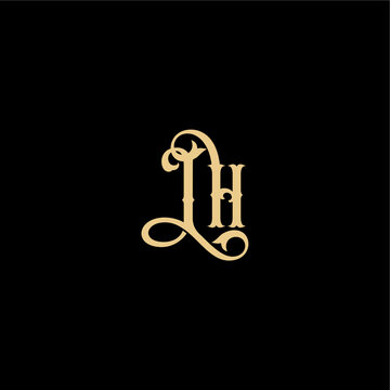 Barock style design monogram modern logo letter initial royal concept IH