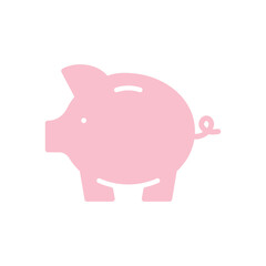 Piggy bank pink icon. Savings, moneybox sign, symbol. Money, finance, investment, business concept. Vector illustration. Editable stroke. Flat design. Isolated on a white background.