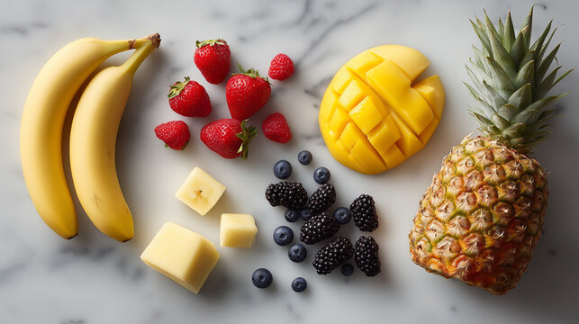 Vibrant Tropical Smoothie Ingredients - Fresh Fruit Blend for Healthy Refreshment