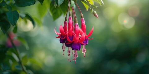 Vibrant fuchsia flowers in full bloom, emphasizing seasonal floral display, Earth Day