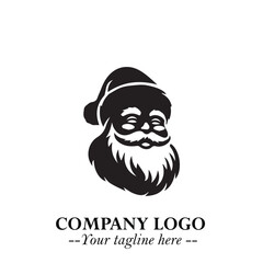 Santa Claus Logo Symbol in Black on White Background for Classic Holiday Branding and Design ArtPlus