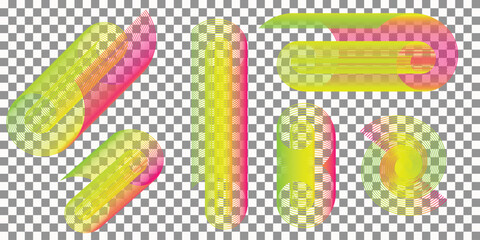Abstract neon gradient shapes on transparent background graphic