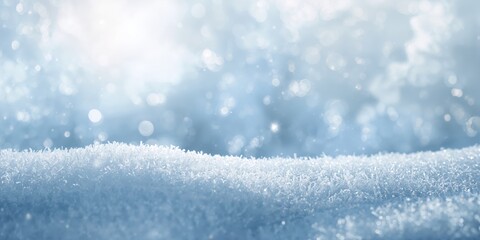 White blue snowy surface texture used for winter background with glowing sparkles, seasonal change