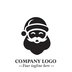 Santa Claus Logo Symbol in Black on White Background for Classic Holiday Branding and Design ArtPlus