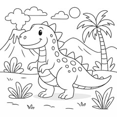 vector illustration of a hand drawn dinosaur coloring book