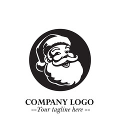 Santa Claus Logo Symbol in Black on White Background for Classic Holiday Branding and Design ArtPlus