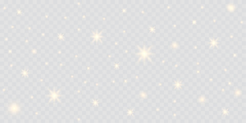 Glowing golden dust drifts with soft bokeh and shimmering confetti over a transparent background,creating a warm yellow radiance that brings a festive, magical atmosphere perfect for Christmas designs