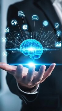 Elevate your brand with this dynamic vision of AI driven insights and data analysis, perfect for modern tech and business presentations on intelligence