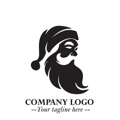 Santa Claus Logo Symbol in Black on White Background for Classic Holiday Branding and Design ArtPlus