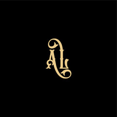 monogram modern logo initial royal concept AL Barock style design letter