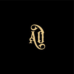 monogram modern logo initial royal concept AO Barock style design letter