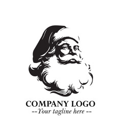Santa Claus Logo Symbol in Black on White Background for Classic Holiday Branding and Design ArtPlus