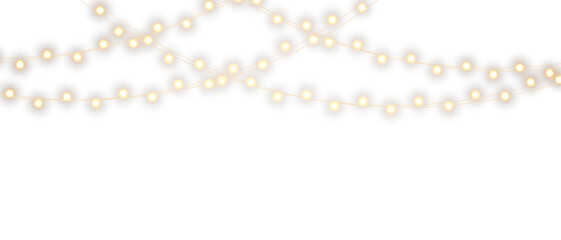 PNG Christmas lights with glowing bulbs for holiday cards and banners overlay background	
