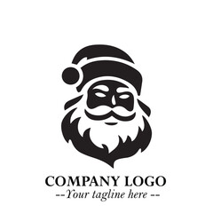 Santa Claus Logo Symbol in Black on White Background for Classic Holiday Branding and Design ArtPlus