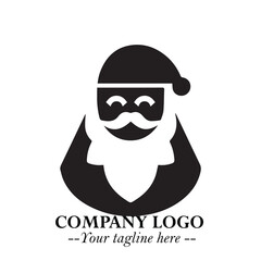 Santa Claus Logo Symbol in Black on White Background for Classic Holiday Branding and Design ArtPlus