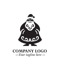 Santa Claus Logo Symbol in Black on White Background for Classic Holiday Branding and Design ArtPlus
