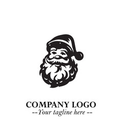 Santa Claus Logo Symbol in Black on White Background for Classic Holiday Branding and Design ArtPlus