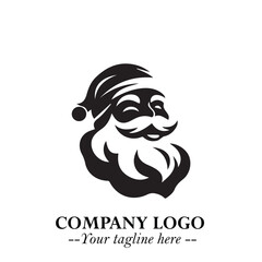 Santa Claus Logo Symbol in Black on White Background for Classic Holiday Branding and Design ArtPlus