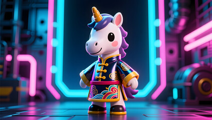 Trendy Pony in Tang Suit with Cool Stance