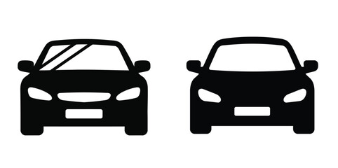Two black car icons facing forward on white background