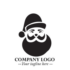 Santa Claus Logo Symbol in Black on White Background for Classic Holiday Branding and Design ArtPlus