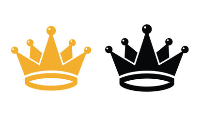 Two stylized crowns one gold one black on white background