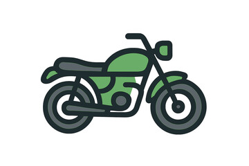Obraz premium Stylized classic motorcycle graphic in green and gray colors for transportation and travel concept